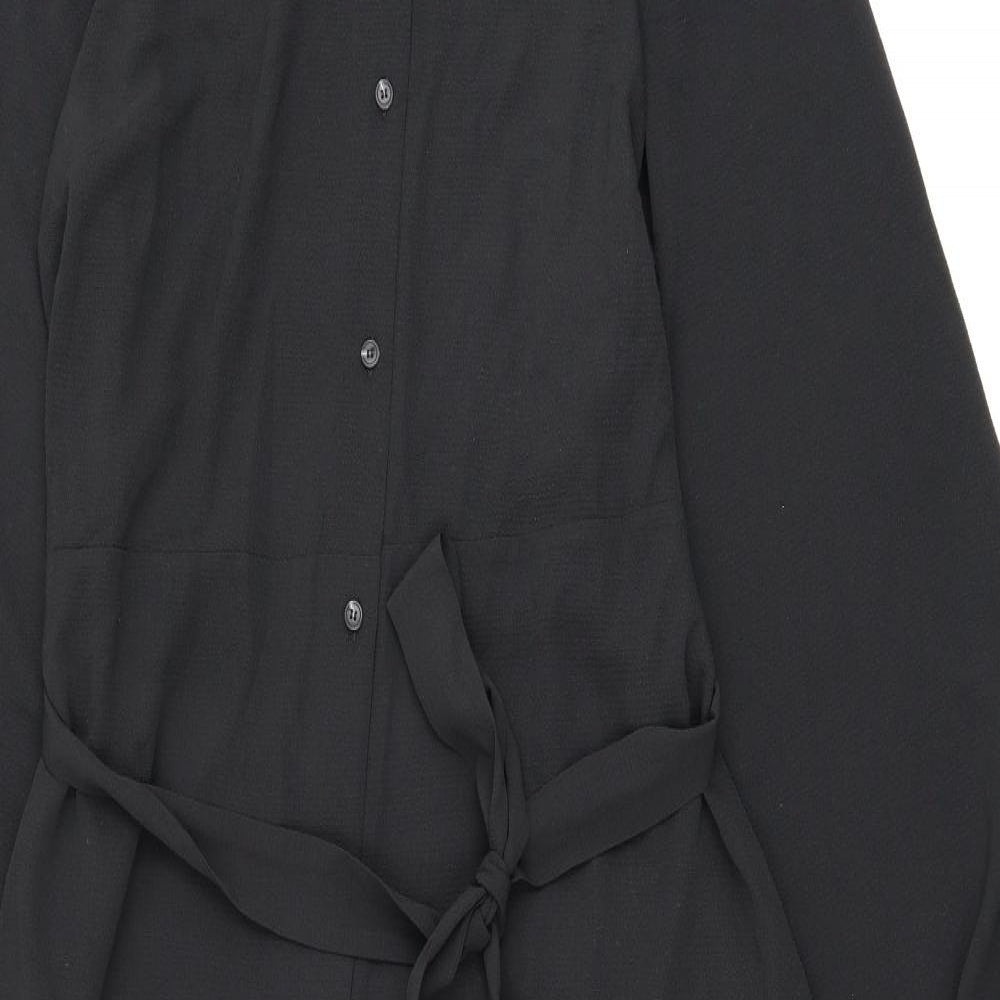 ASOS Womens Black Polyester Shirt Dress Size 20 Collared Button