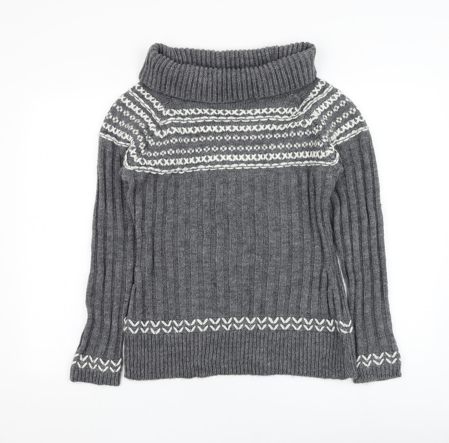 Marks and Spencer Womens Grey Roll Neck Acrylic Pullover Jumper Size M