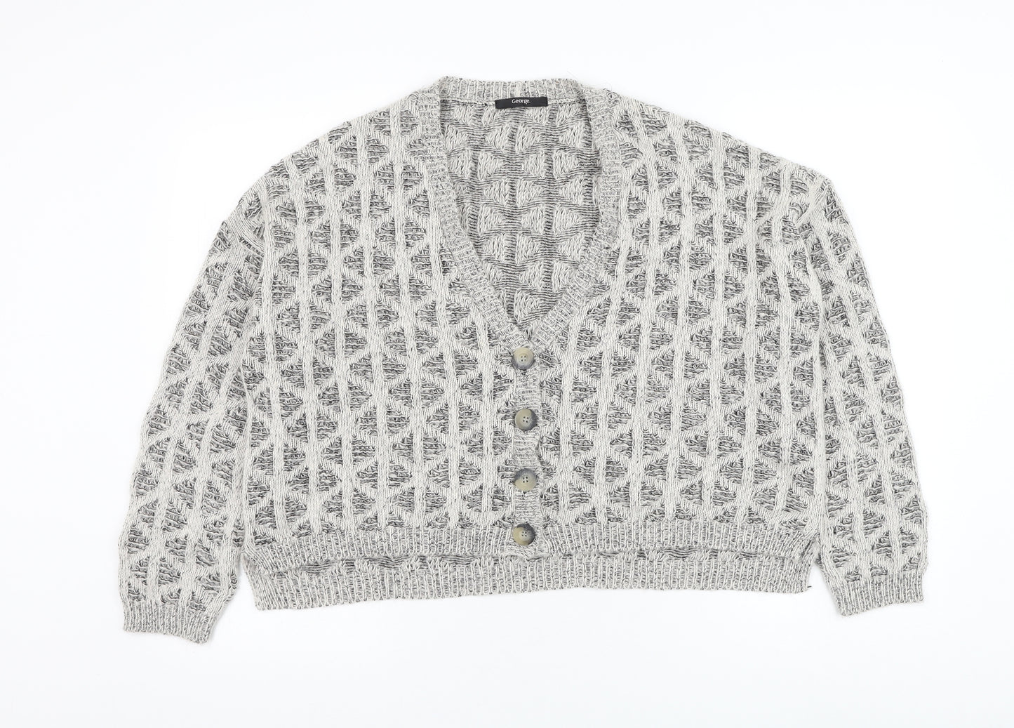 George Womens Ivory V-Neck Acrylic Cardigan Jumper Size 18