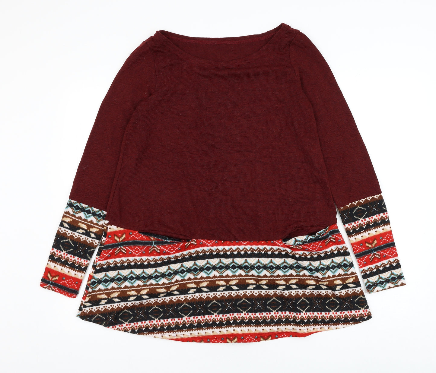 Preworn Womens Red Round Neck Polyester Pullover Jumper Size M