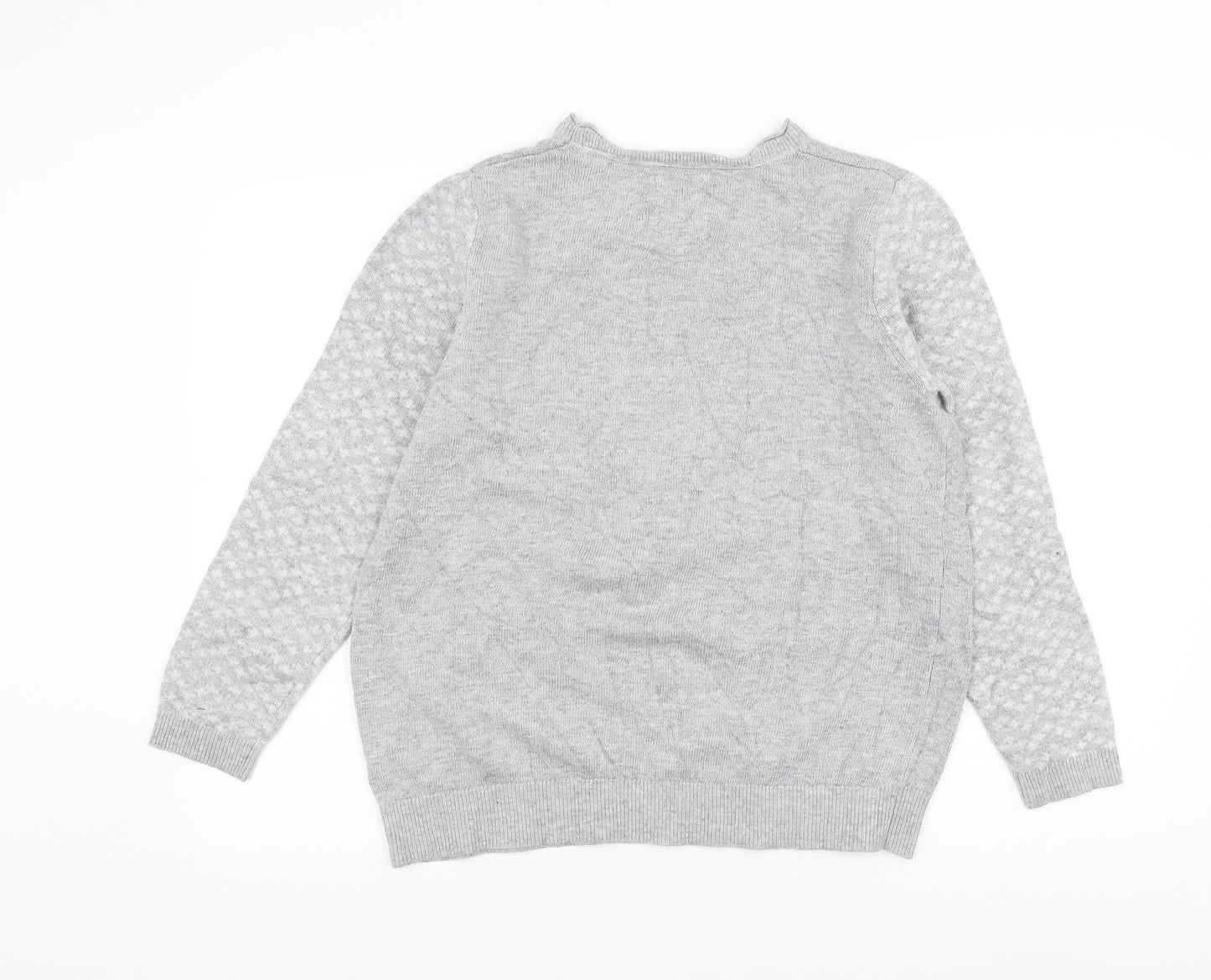 Debenhams Womens Grey Round Neck Nylon Pullover Jumper Size 16 - Christmas, Reindeer