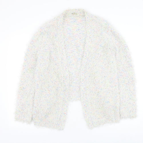 BHS Womens Ivory Square Neck Polyester Cardigan Jumper Size 14