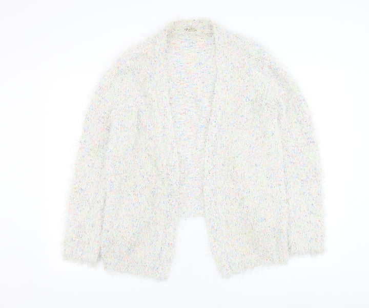 BHS Womens Ivory Square Neck Polyester Cardigan Jumper Size 14