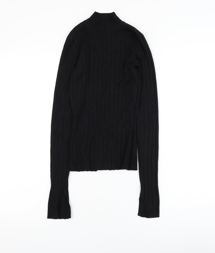 H&M Womens Black Mock Neck Viscose Pullover Jumper Size XS