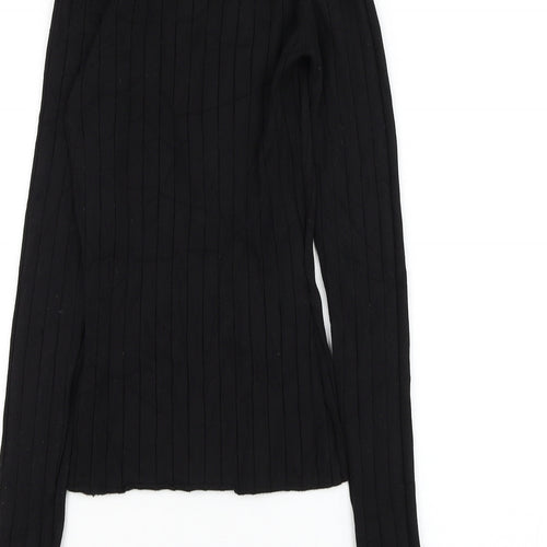 H&M Womens Black Mock Neck Viscose Pullover Jumper Size XS