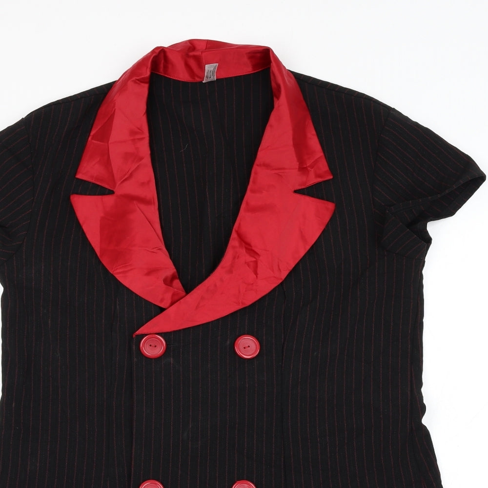 Ann Summers Womens Black Striped Polyester Tunic Blouse Size 18 Collared - Costume
