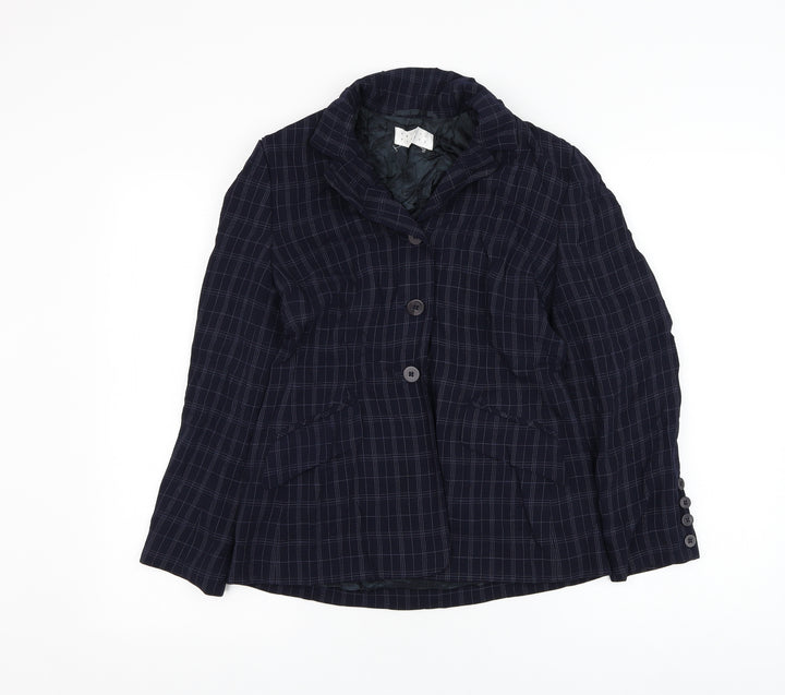Precis Womens Blue Jacket Blazer Size 8 Button