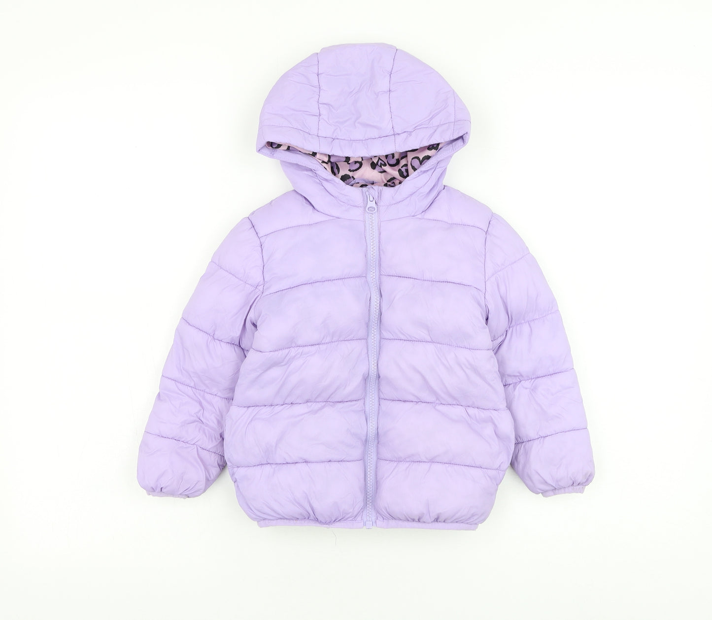 TU Girls Purple Puffer Jacket Coat Size 2-3 Years Zip