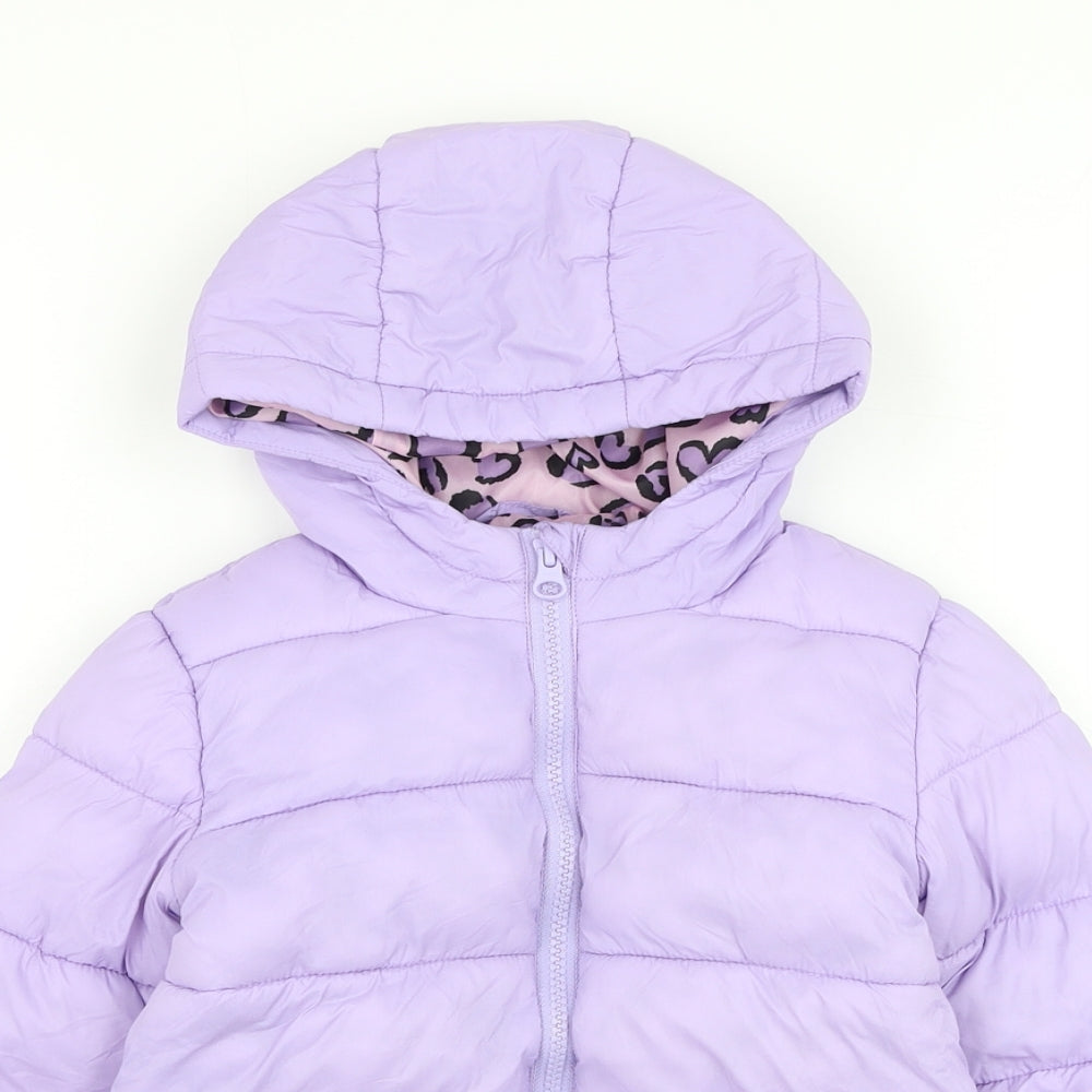 TU Girls Purple Puffer Jacket Coat Size 2-3 Years Zip