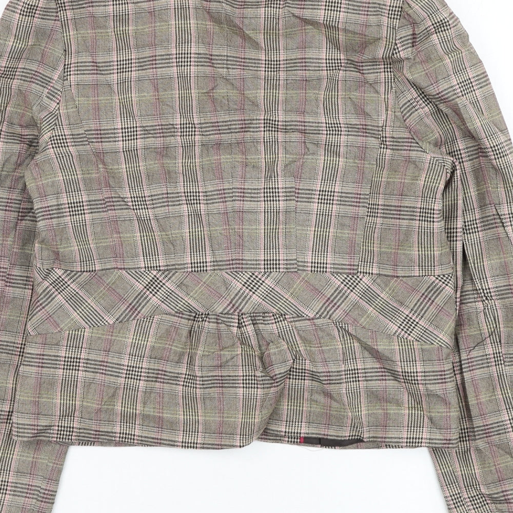 Atmosphere Womens Brown Check Jacket Blazer Size 14 Button