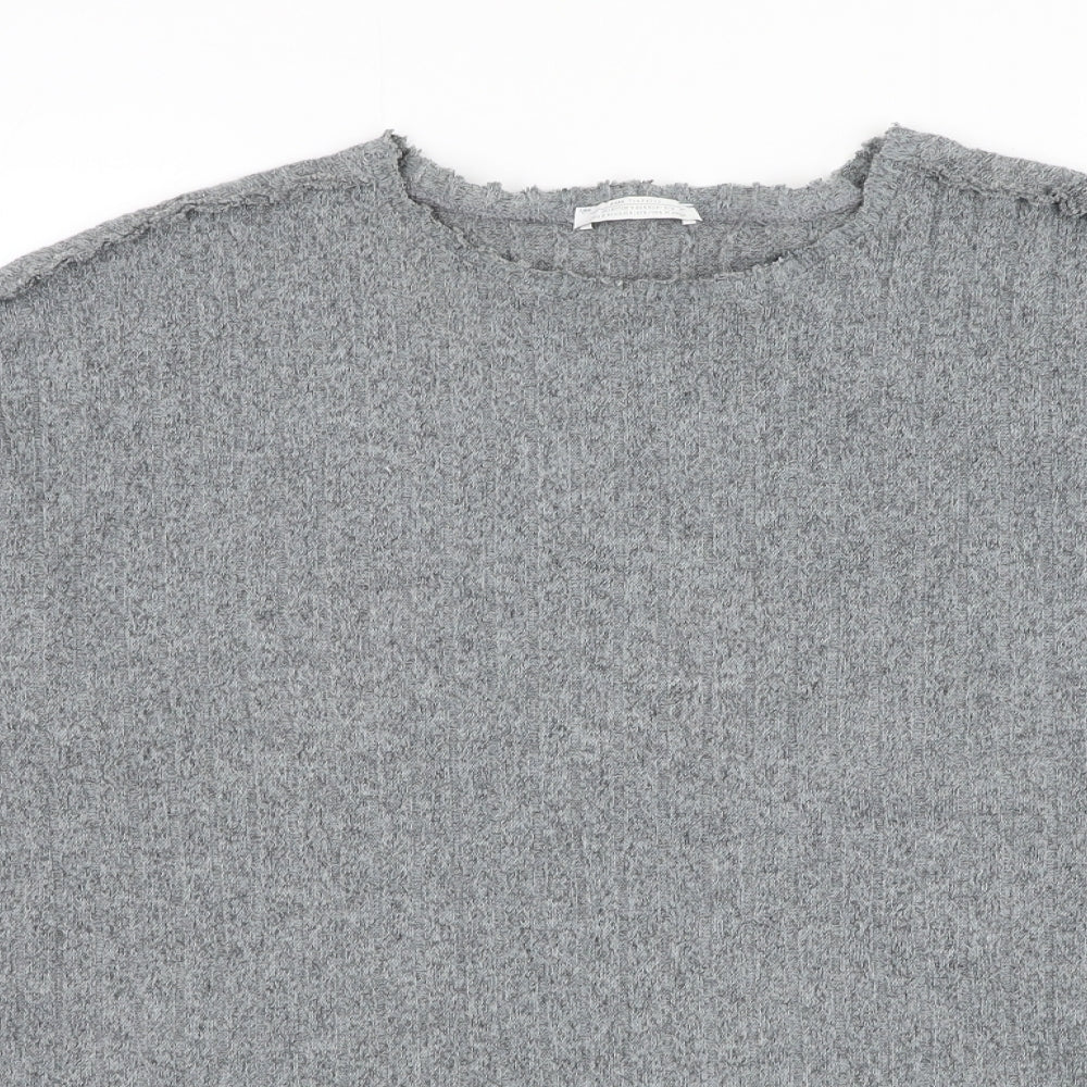 Zara Womens Grey Round Neck Polyester Pullover Jumper Size M