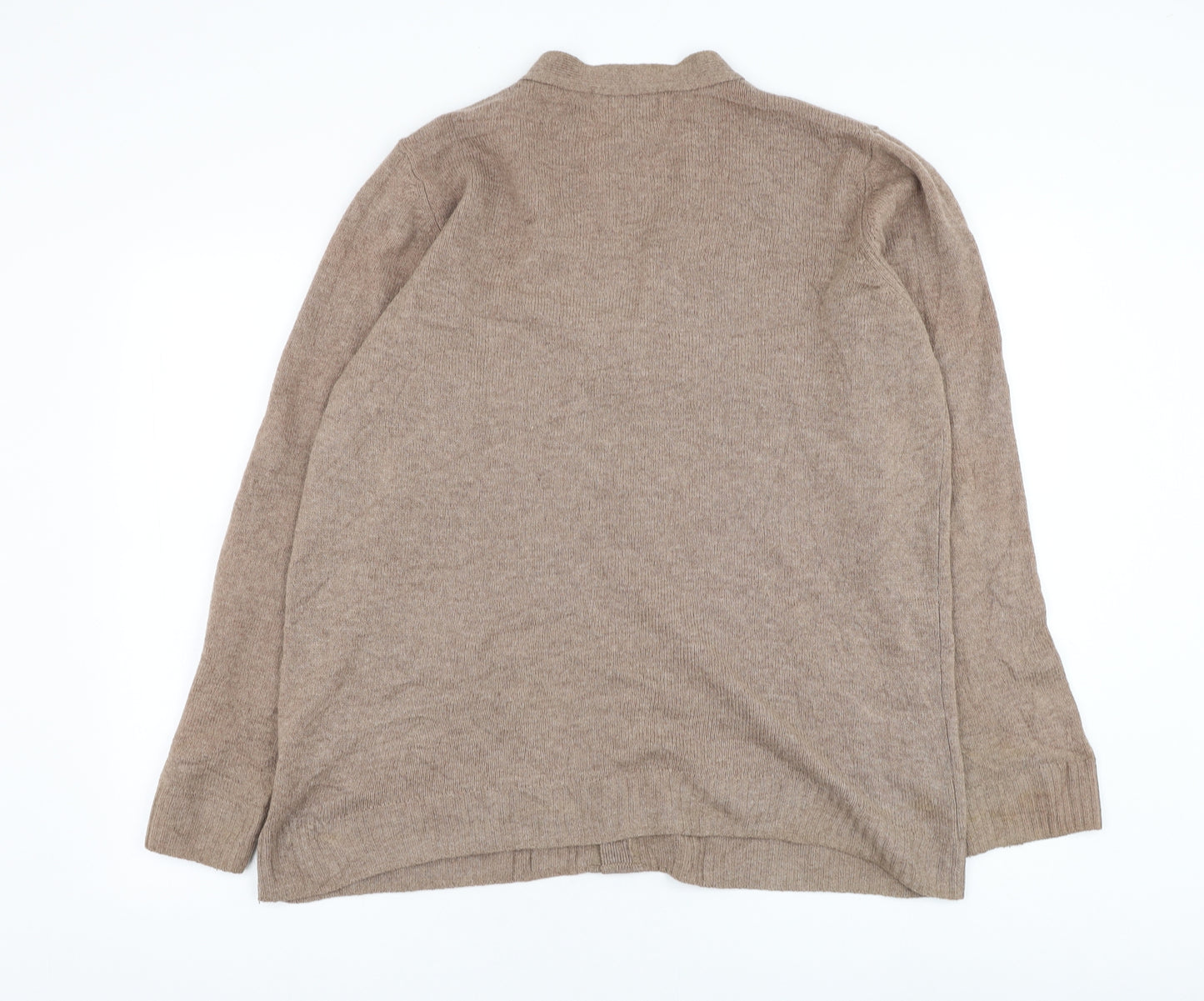 Marks and Spencer Mens Brown V-Neck Wool Cardigan Jumper Size L