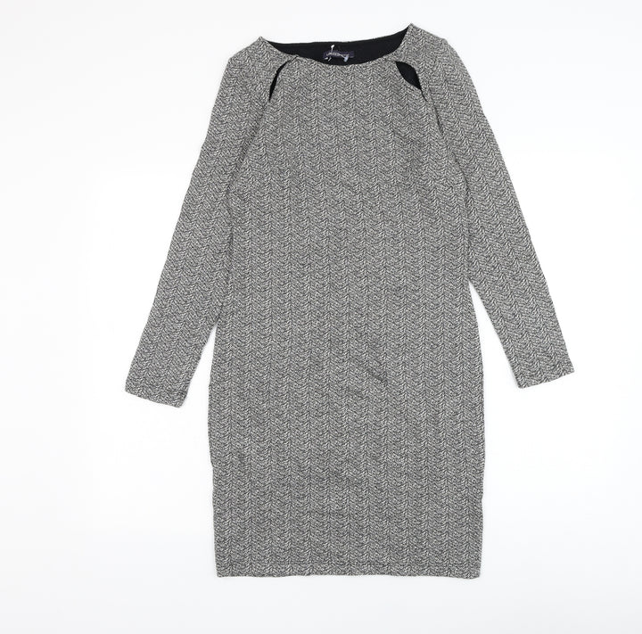 Marks and Spencer Womens White Cotton Pencil Dress Size 10 Square Neck Pullover