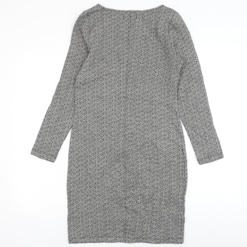 Marks and Spencer Womens White Cotton Pencil Dress Size 10 Square Neck Pullover