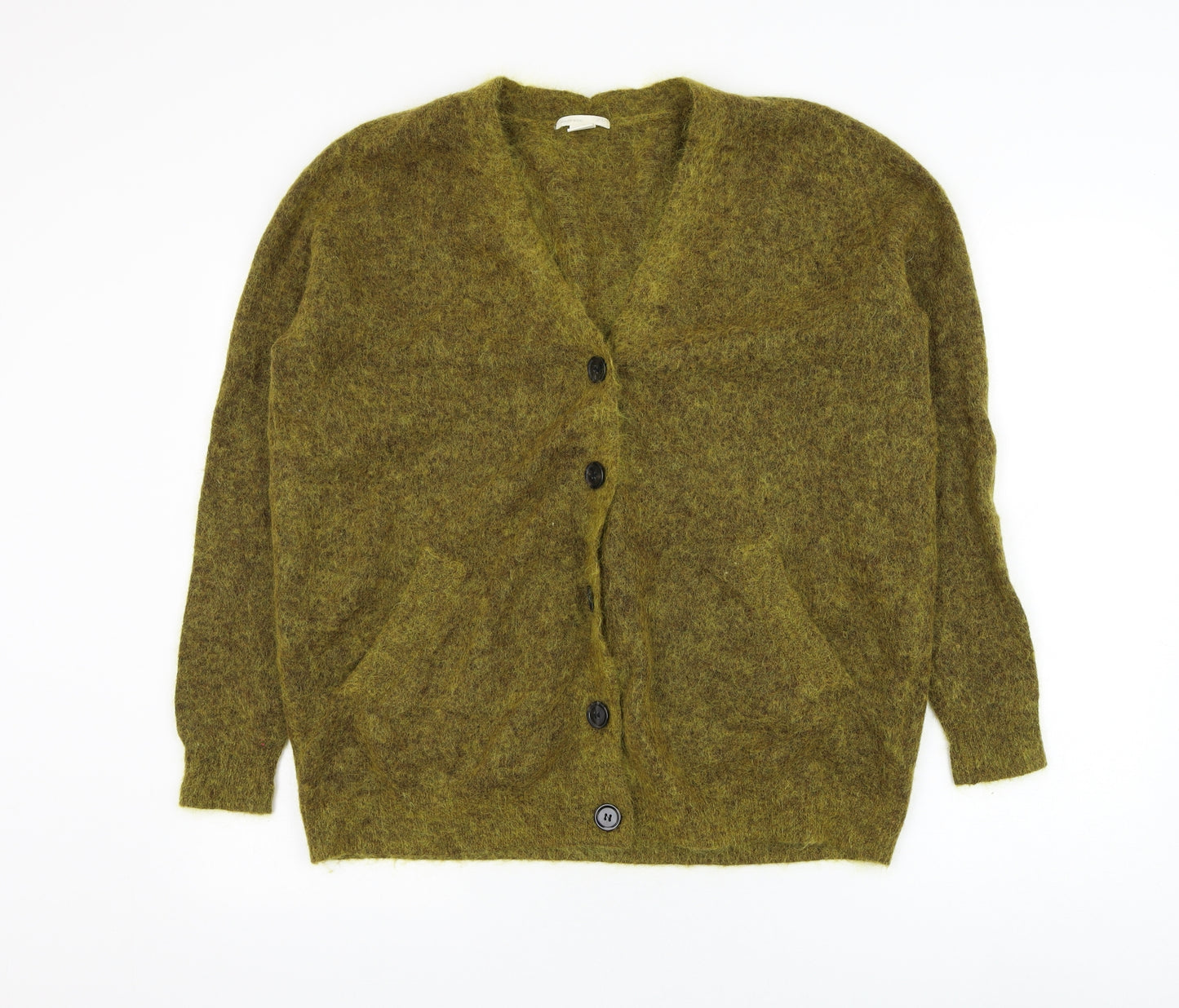 H&M Womens Yellow V-Neck Polyamide Cardigan Jumper Size S
