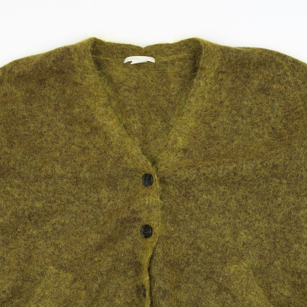 H&M Womens Yellow V-Neck Polyamide Cardigan Jumper Size S