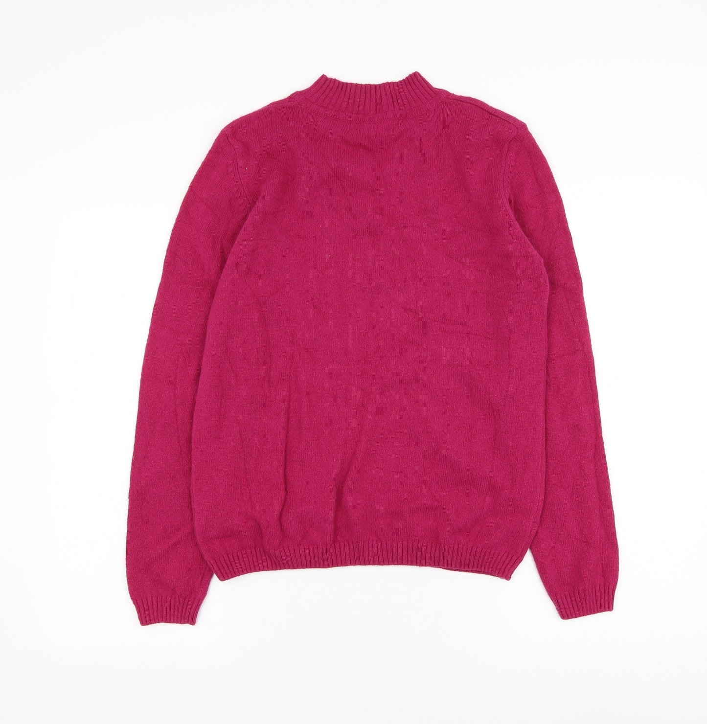 Isle Womens Purple Round Neck Wool Pullover Jumper Size 10
