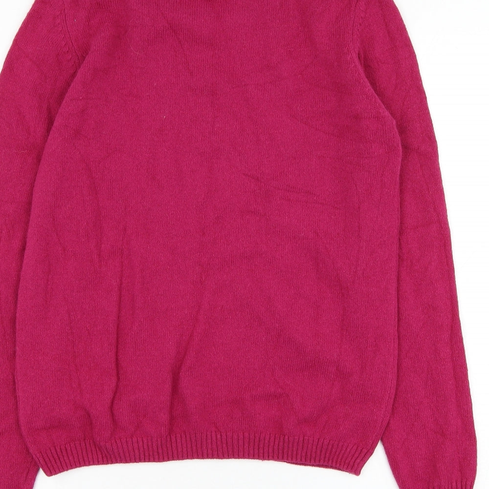 Isle Womens Purple Round Neck Wool Pullover Jumper Size 10