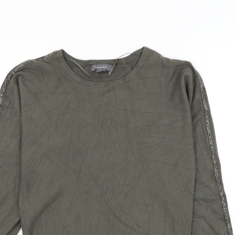 Primark Womens Green Round Neck Viscose Pullover Jumper Size 6