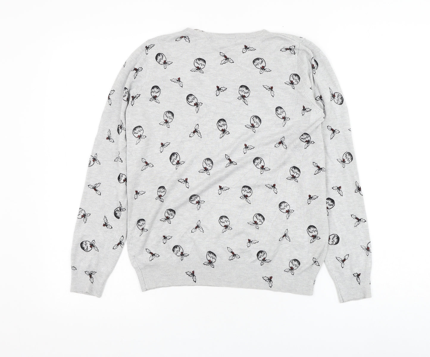 George Womens Grey Round Neck Viscose Pullover Jumper Size 12 - Christmas