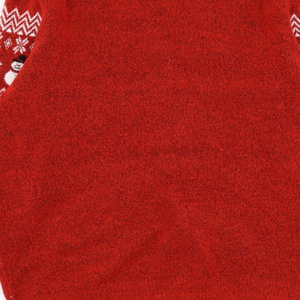 TU Mens Red Round Neck Fair Isle Acrylic Pullover Jumper Size M - Christmas