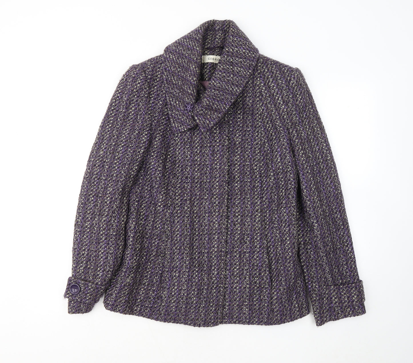George Womens Purple Geometric Jacket Coatigan Size 8