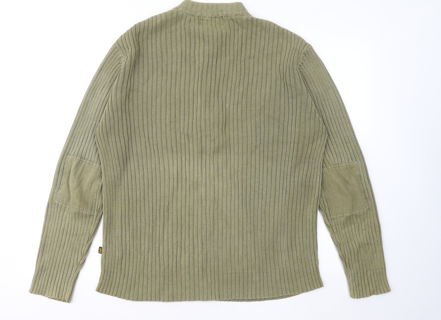 Alpha Industries Mens Green Round Neck Cotton Pullover Jumper Size L