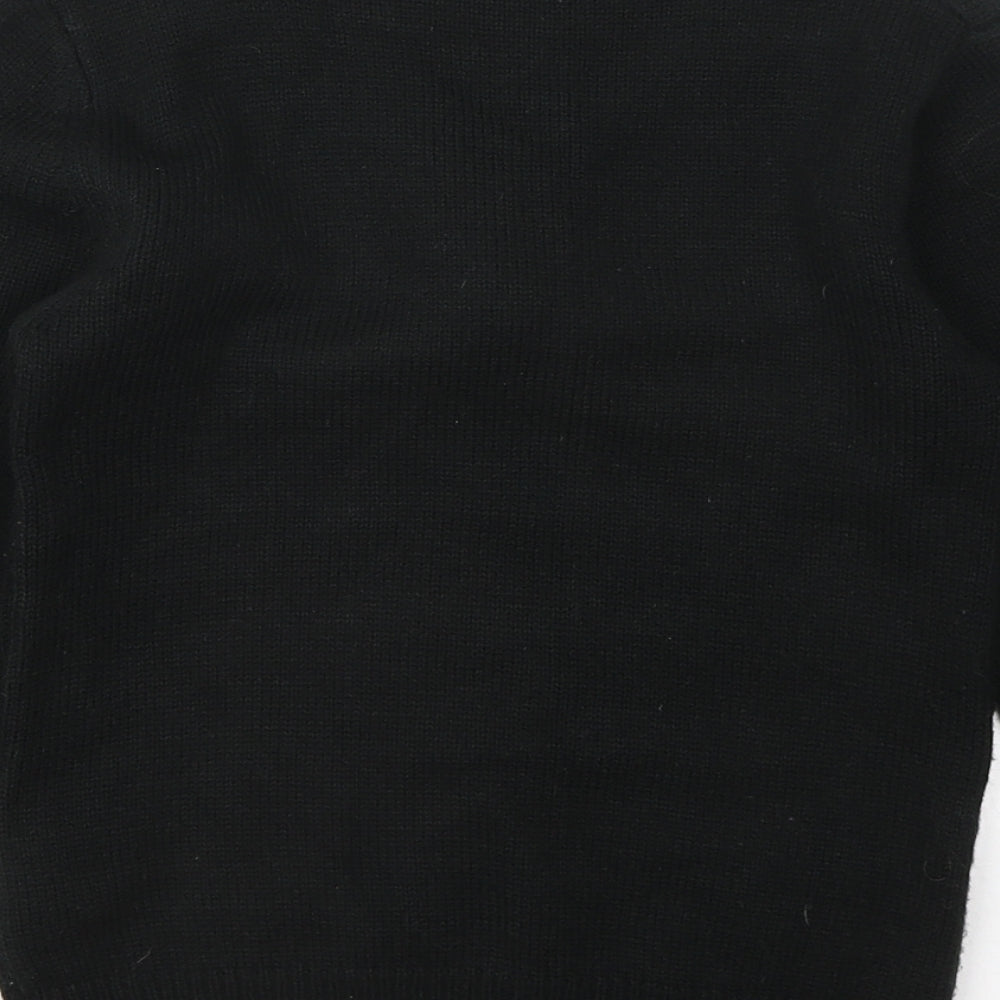 Miss Evie Girls Black Round Neck Acrylic Pullover Jumper Size 9-10 Years - Christmas jumper