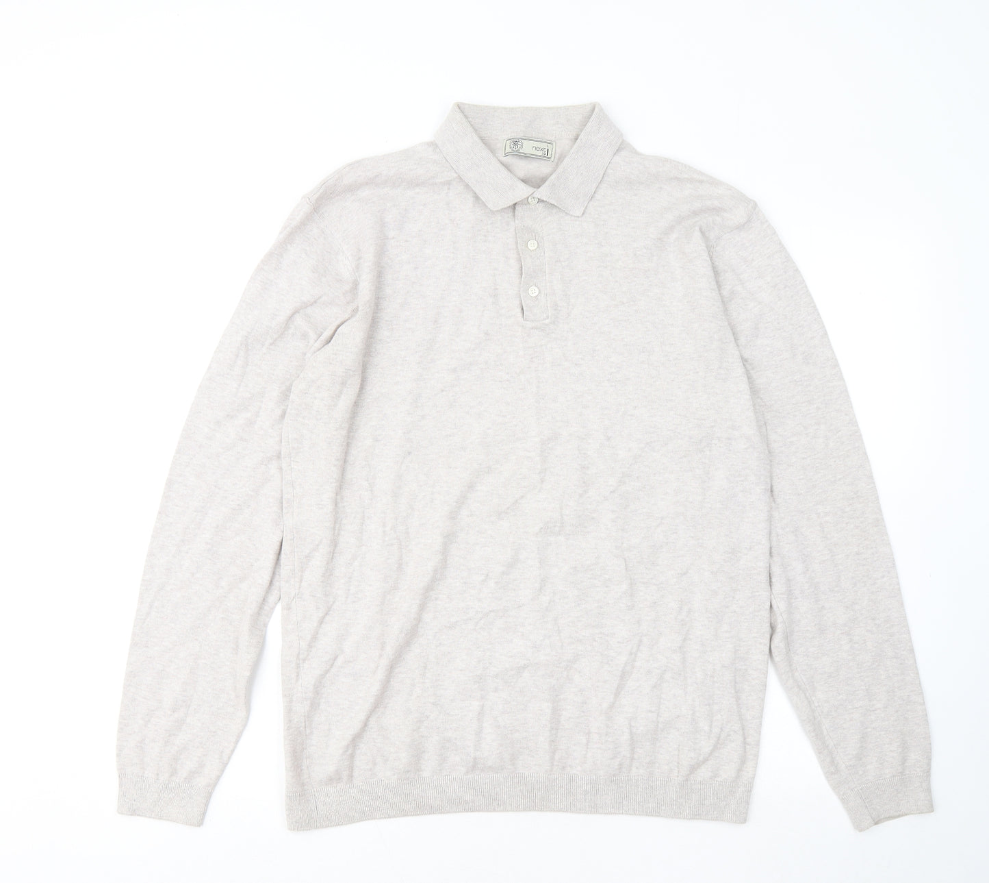 NEXT Mens Grey Cotton Polo Size L Collared