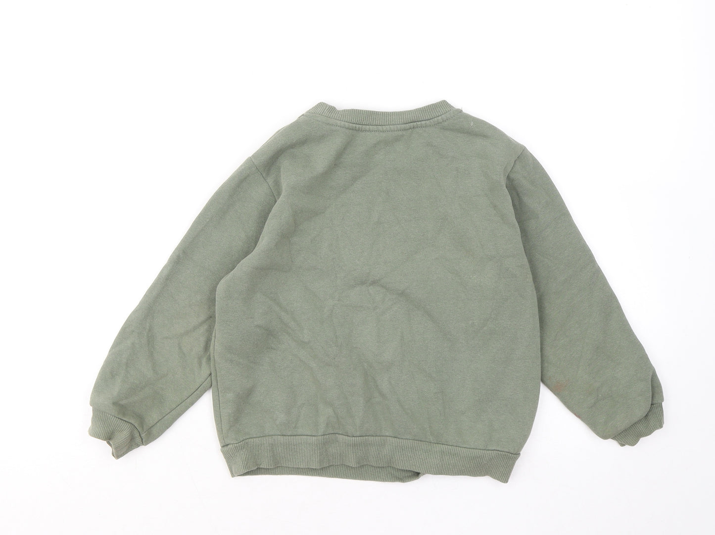 H&M Girls Green Cotton Pullover Sweatshirt Size 4-5 Years - Rabbit