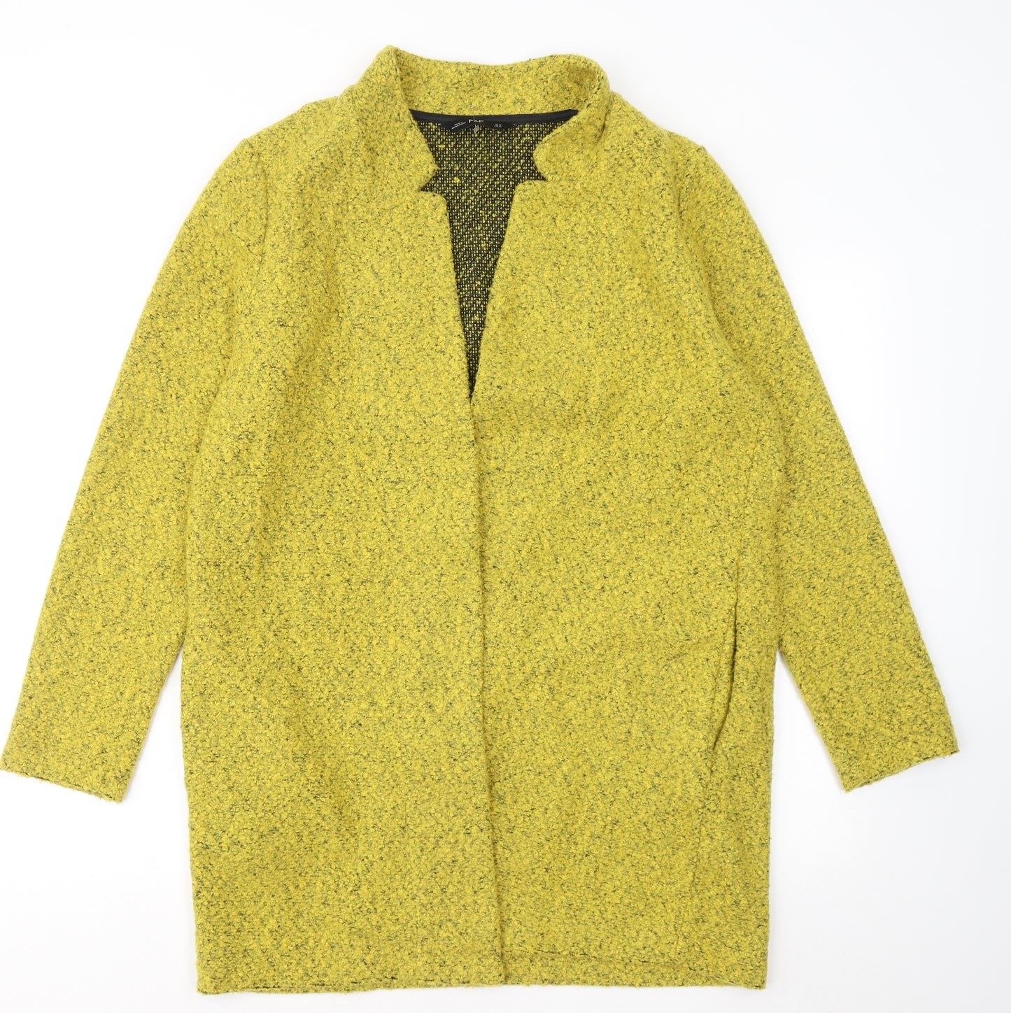 F&F Womens Yellow V-Neck Polyester Cardigan Jumper Size 16