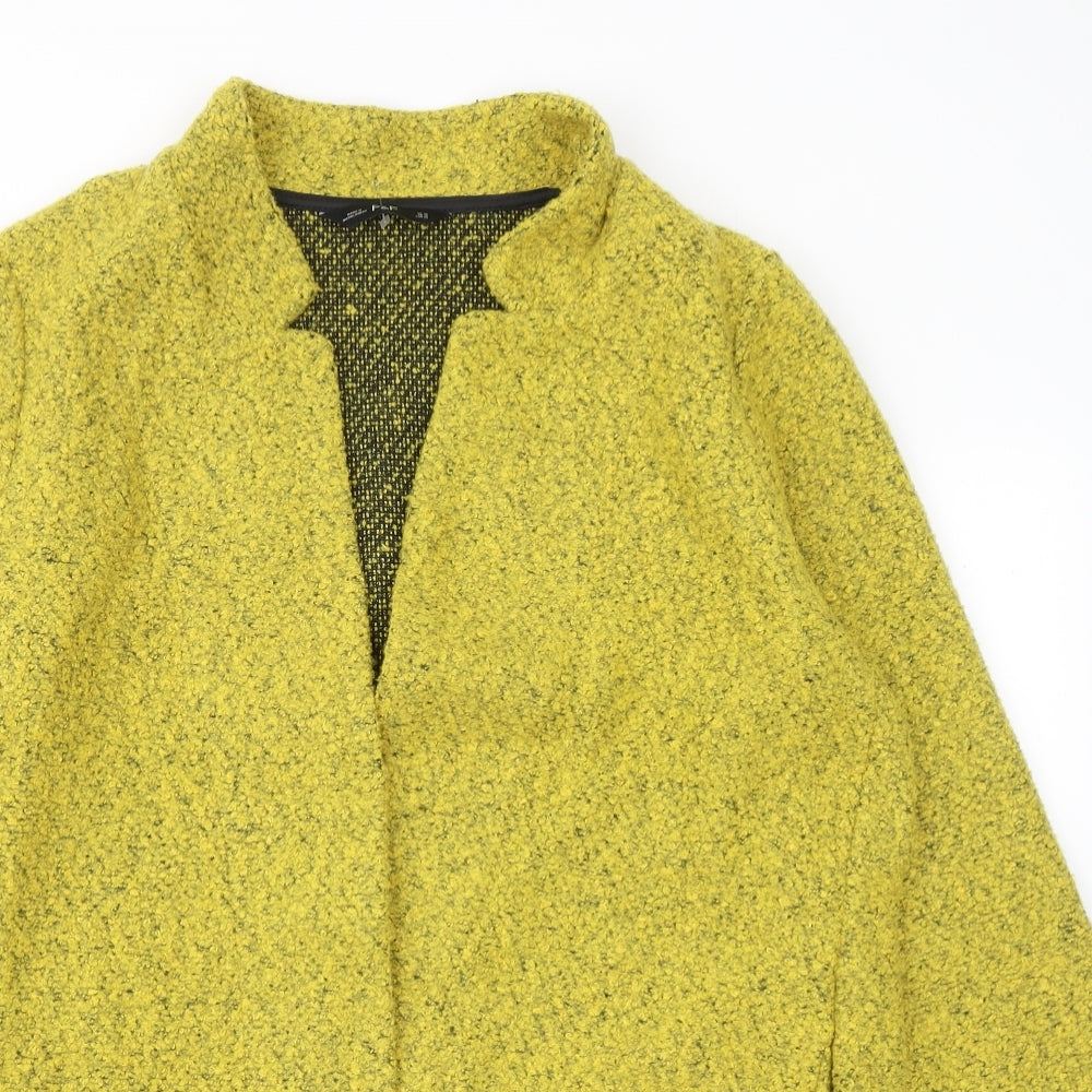 F&F Womens Yellow V-Neck Polyester Cardigan Jumper Size 16