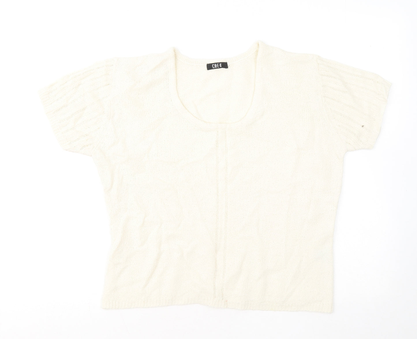 Chek Womens Ivory Round Neck Acrylic Pullover Jumper Size L