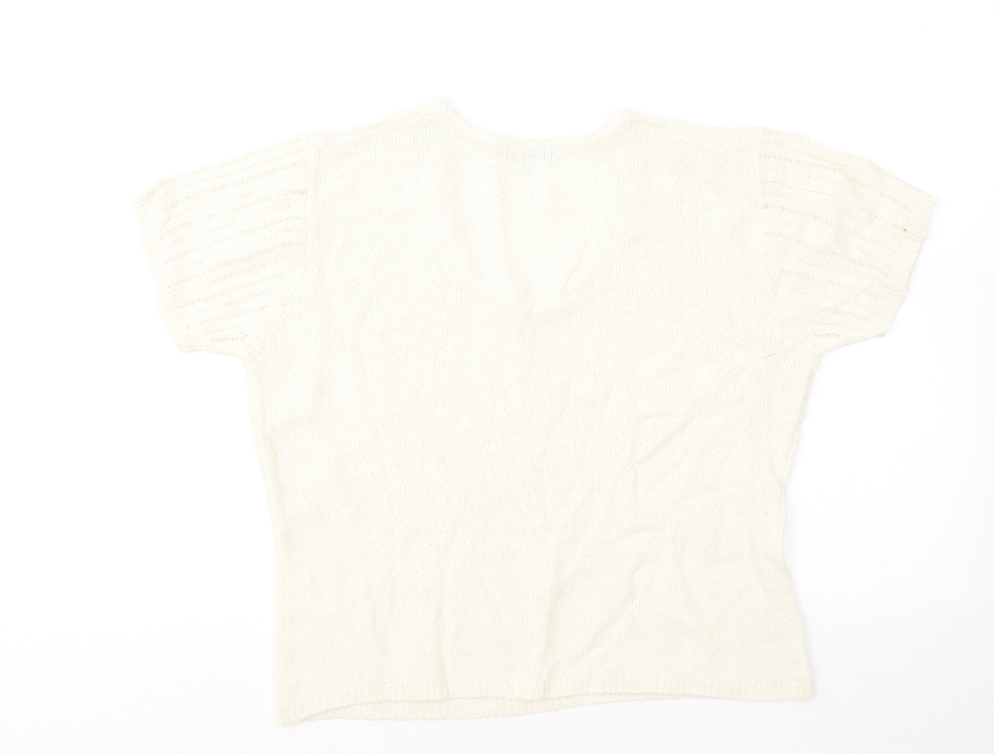 Chek Womens Ivory Round Neck Acrylic Pullover Jumper Size L
