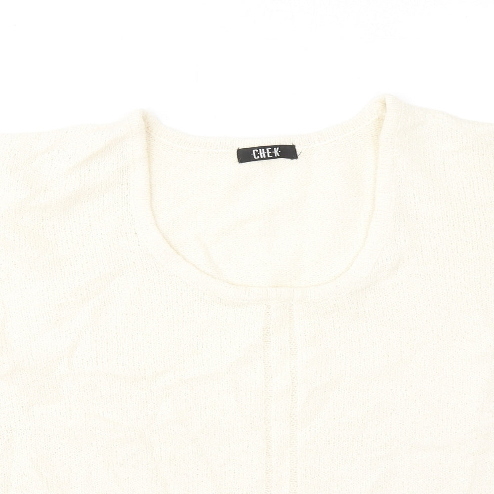 Chek Womens Ivory Round Neck Acrylic Pullover Jumper Size L