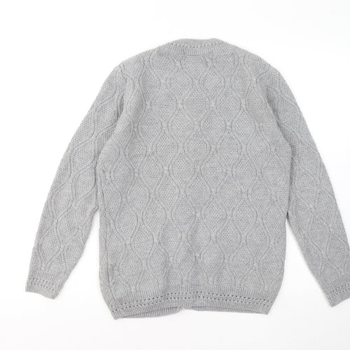 Vida Vi Womens Grey Round Neck Polyester Cardigan Jumper Size 12