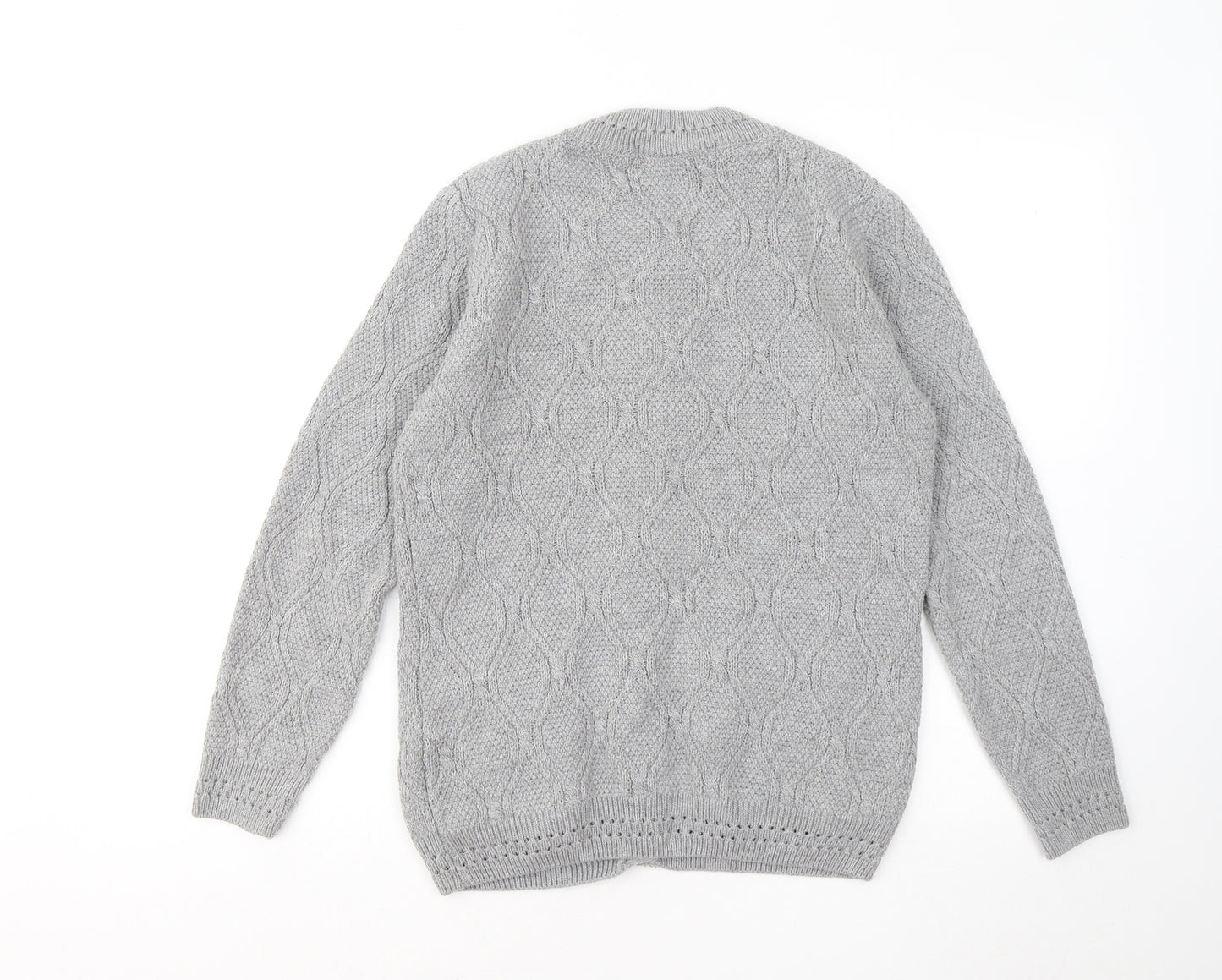 Vida Vi Womens Grey Round Neck Polyester Cardigan Jumper Size 12