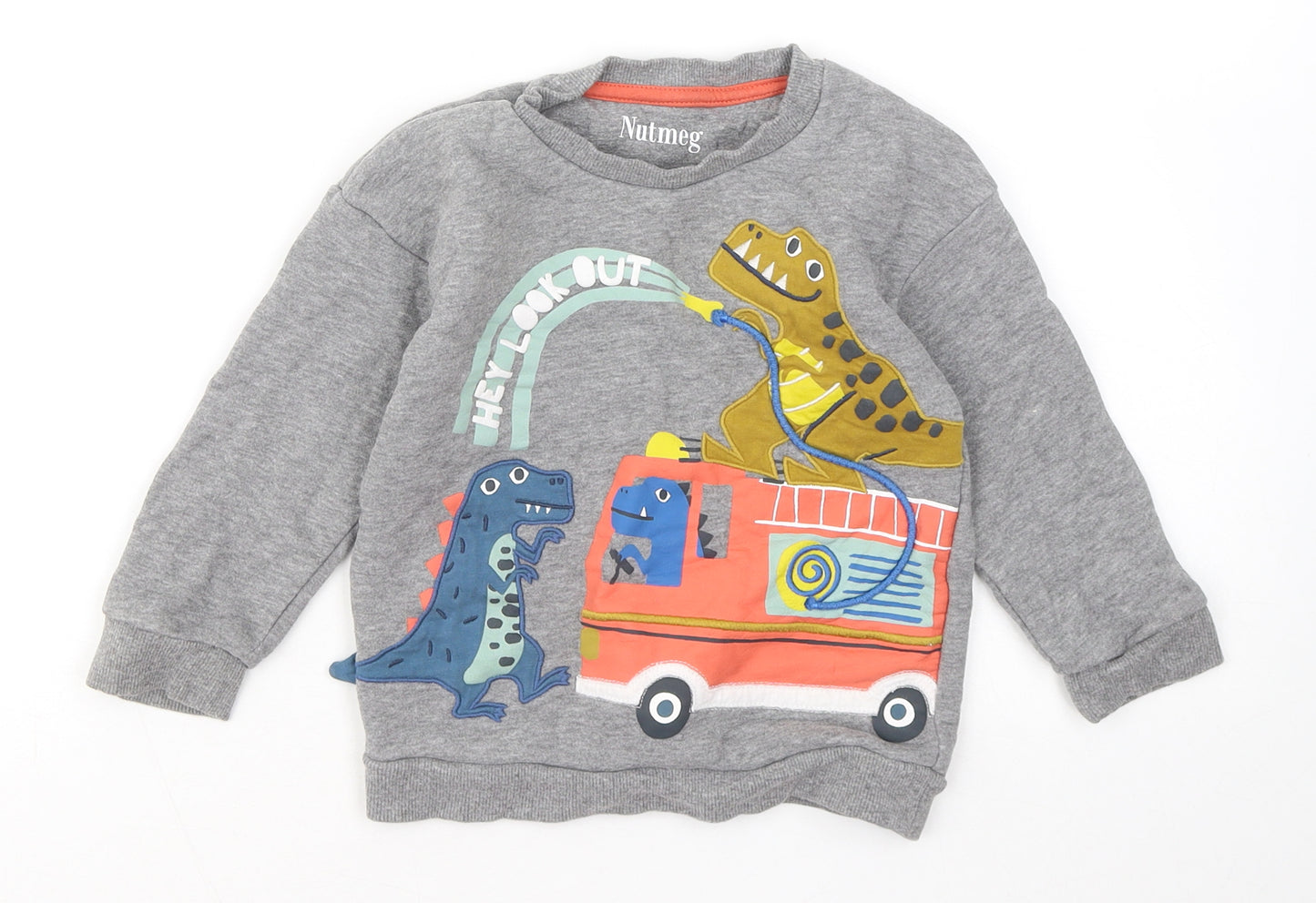 Nutmeg Boys Grey Cotton Pullover Sweatshirt Size 2-3 Years - Dinosaurs