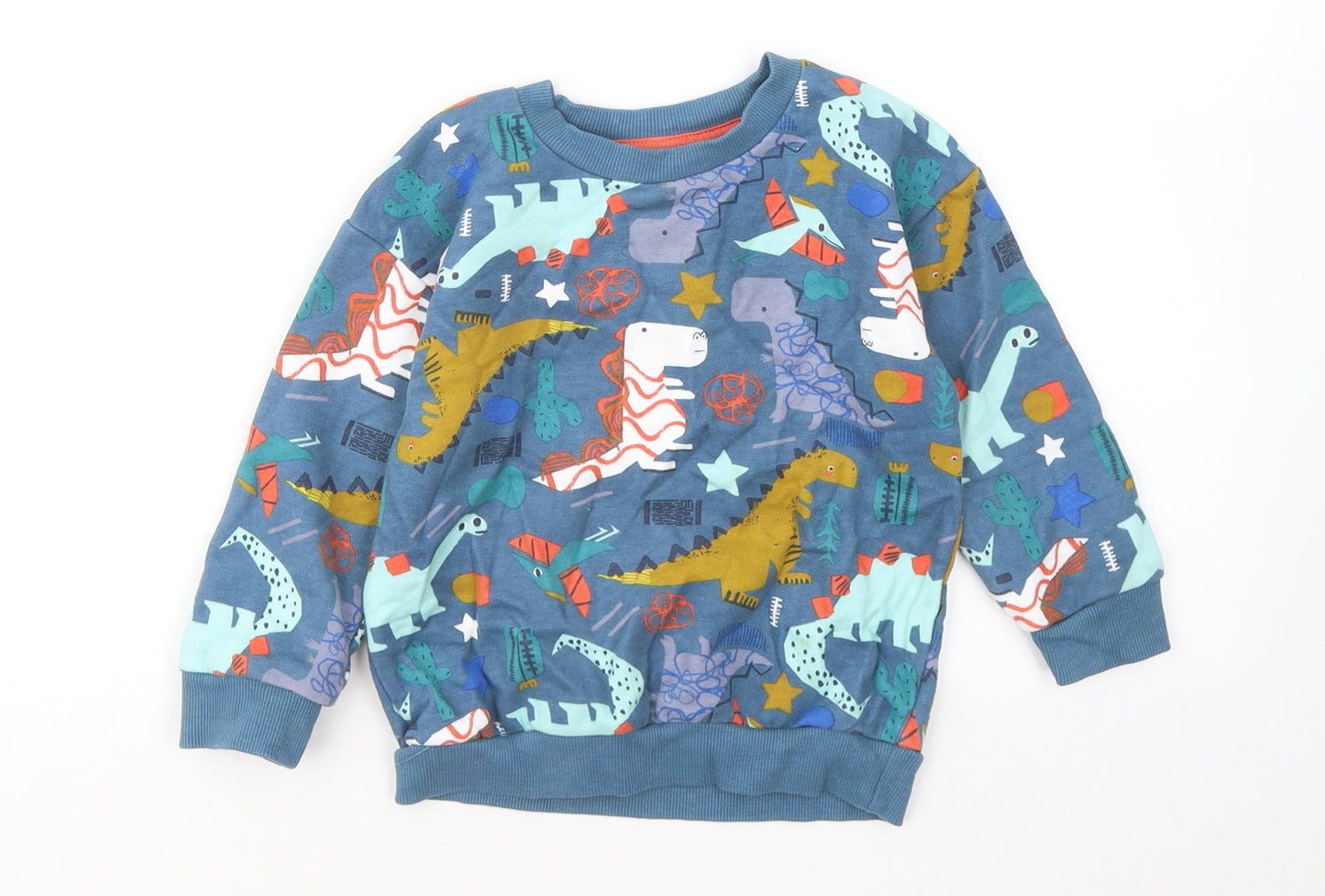 Nutmeg Boys Blue Geometric Cotton Pullover Sweatshirt Size 2-3 Years - Dinosaurs