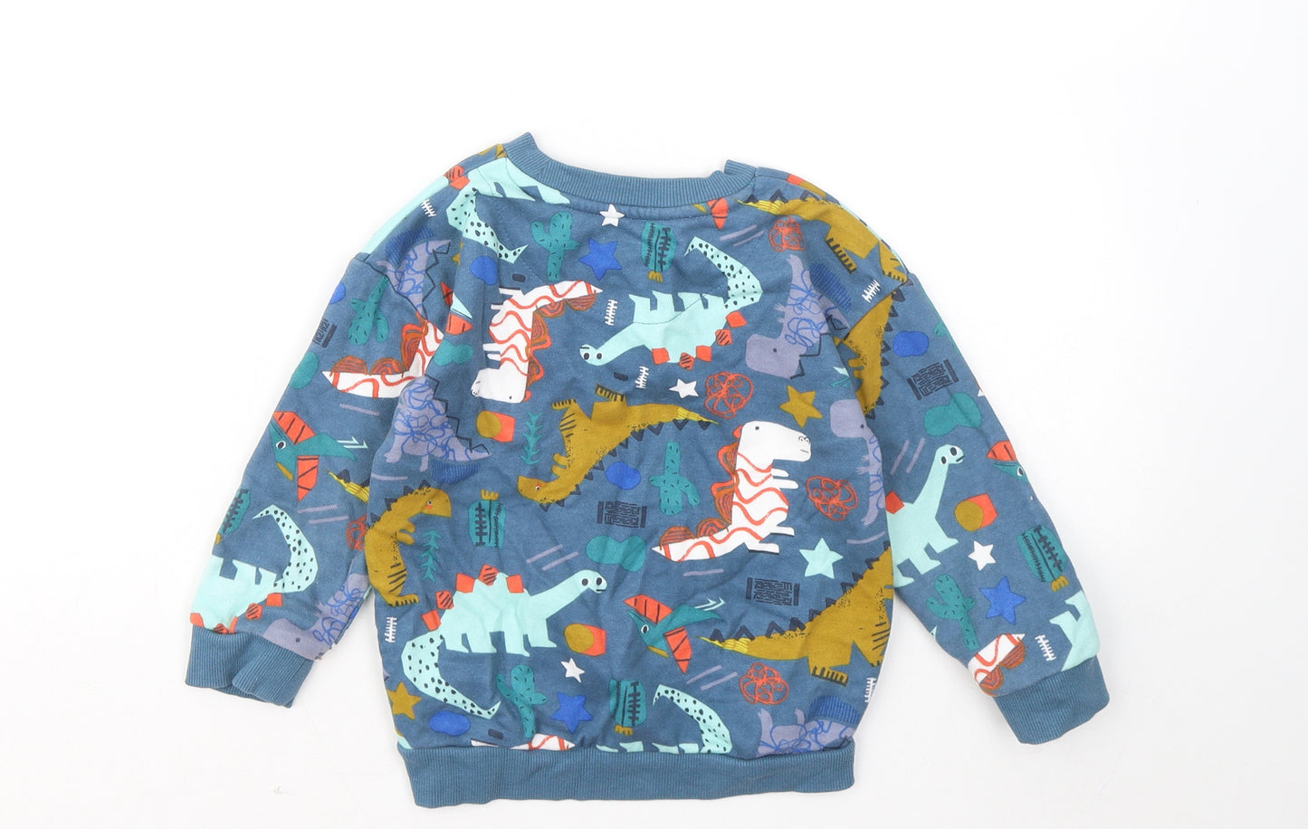 Nutmeg Boys Blue Geometric Cotton Pullover Sweatshirt Size 2-3 Years - Dinosaurs
