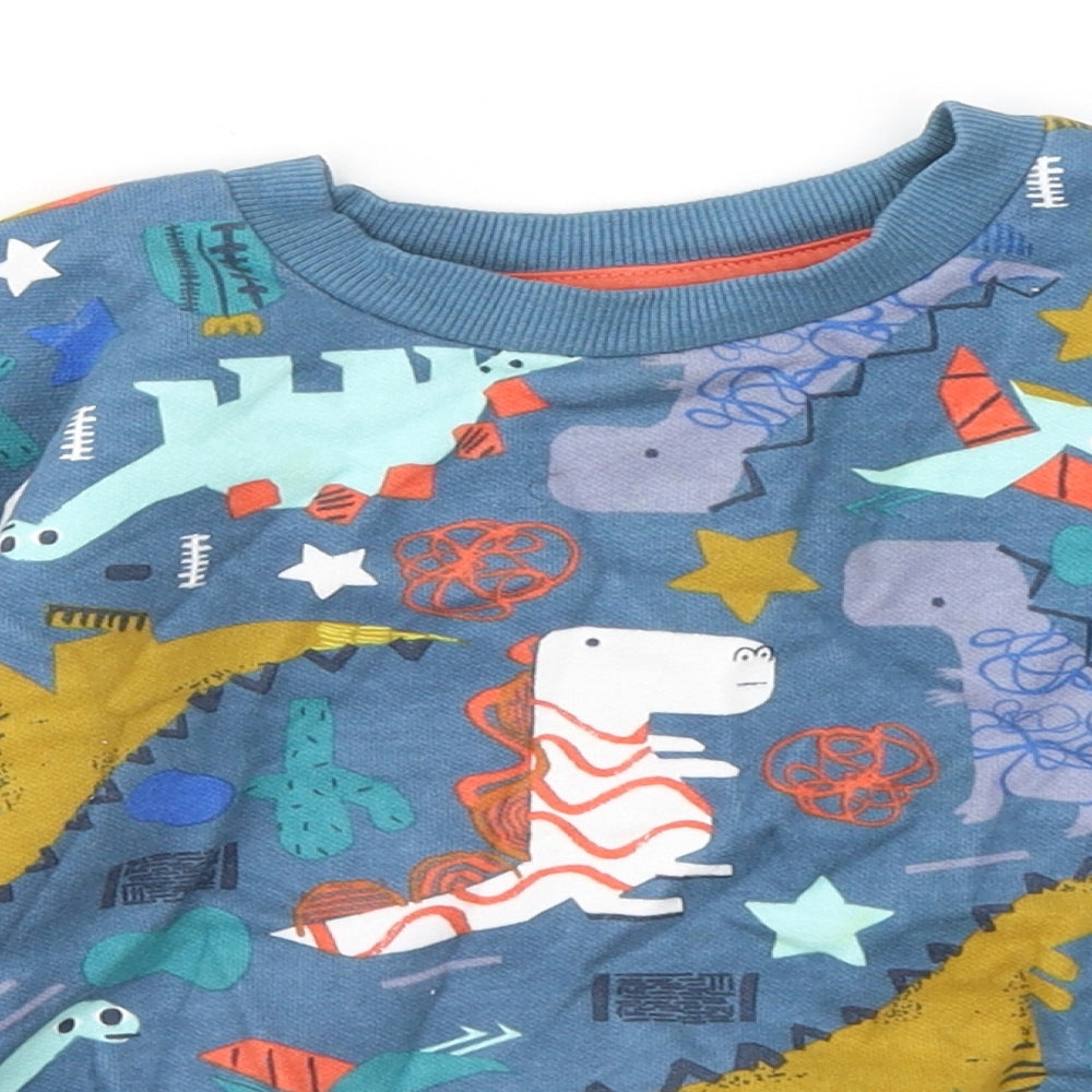 Nutmeg Boys Blue Geometric Cotton Pullover Sweatshirt Size 2-3 Years - Dinosaurs