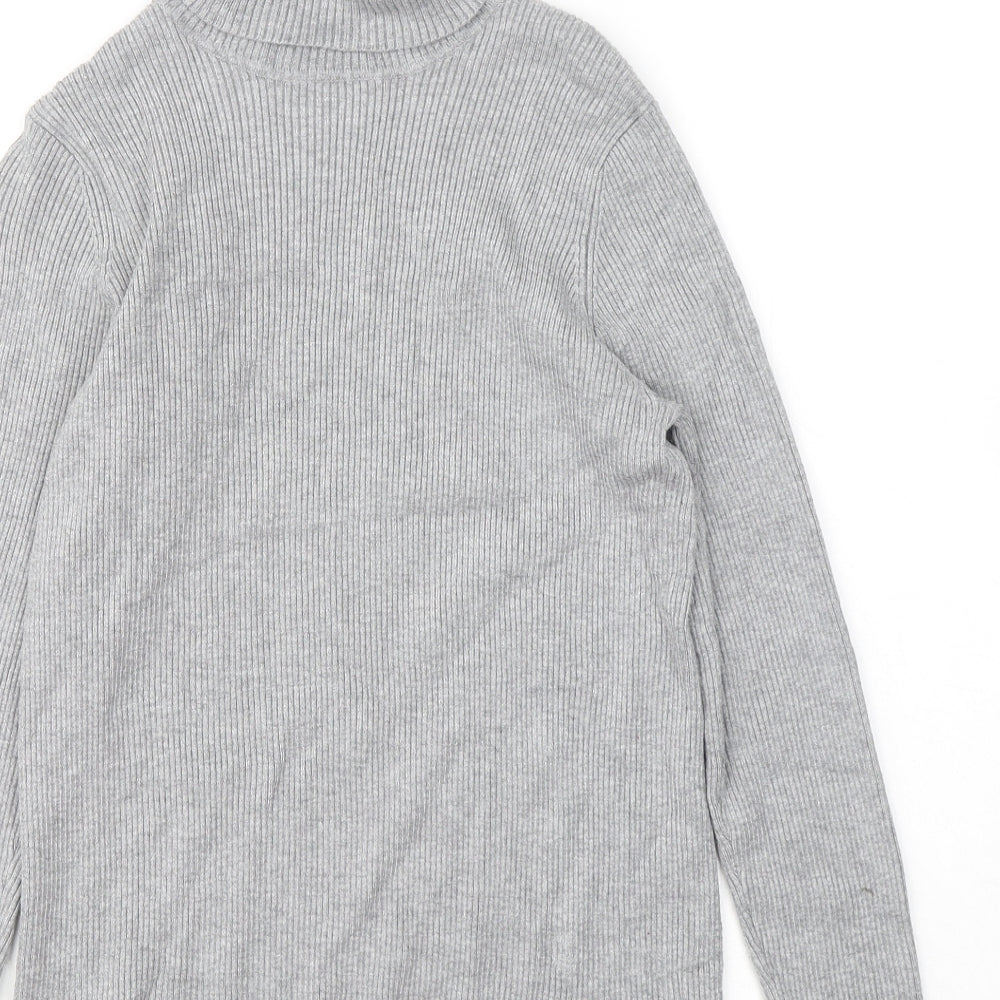 Marks and Spencer Womens Grey Roll Neck Viscose Pullover Jumper Size 16 - Ribbed