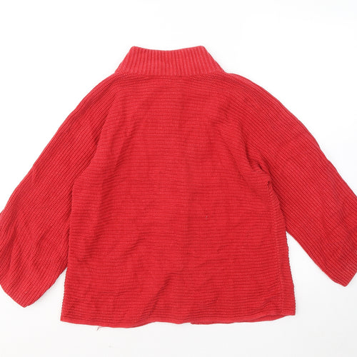 Betty Barclay Womens Red Round Neck Cotton Cardigan Jumper Size 8