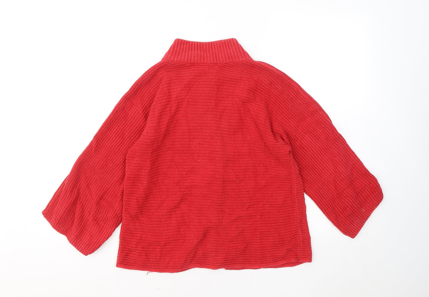 Betty Barclay Womens Red Round Neck Cotton Cardigan Jumper Size 8