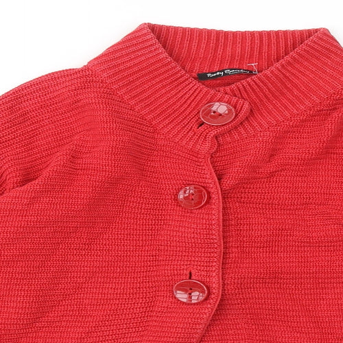 Betty Barclay Womens Red Round Neck Cotton Cardigan Jumper Size 8