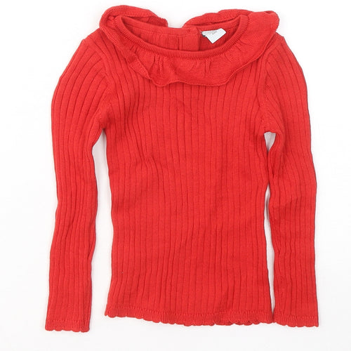 TU Girls Red Cotton Pullover Jumper Size 12-18 Months