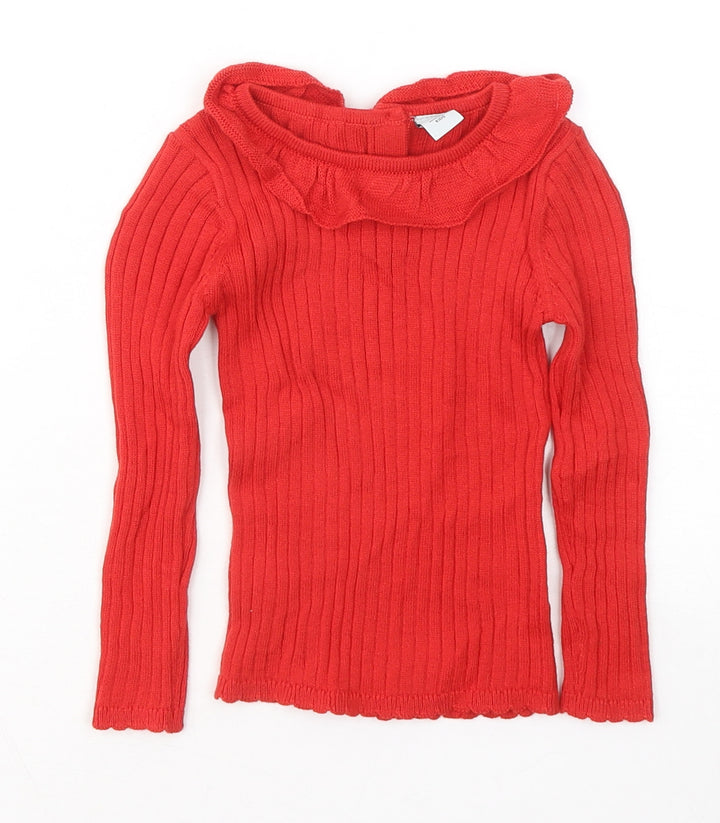 TU Girls Red Cotton Pullover Jumper Size 12-18 Months