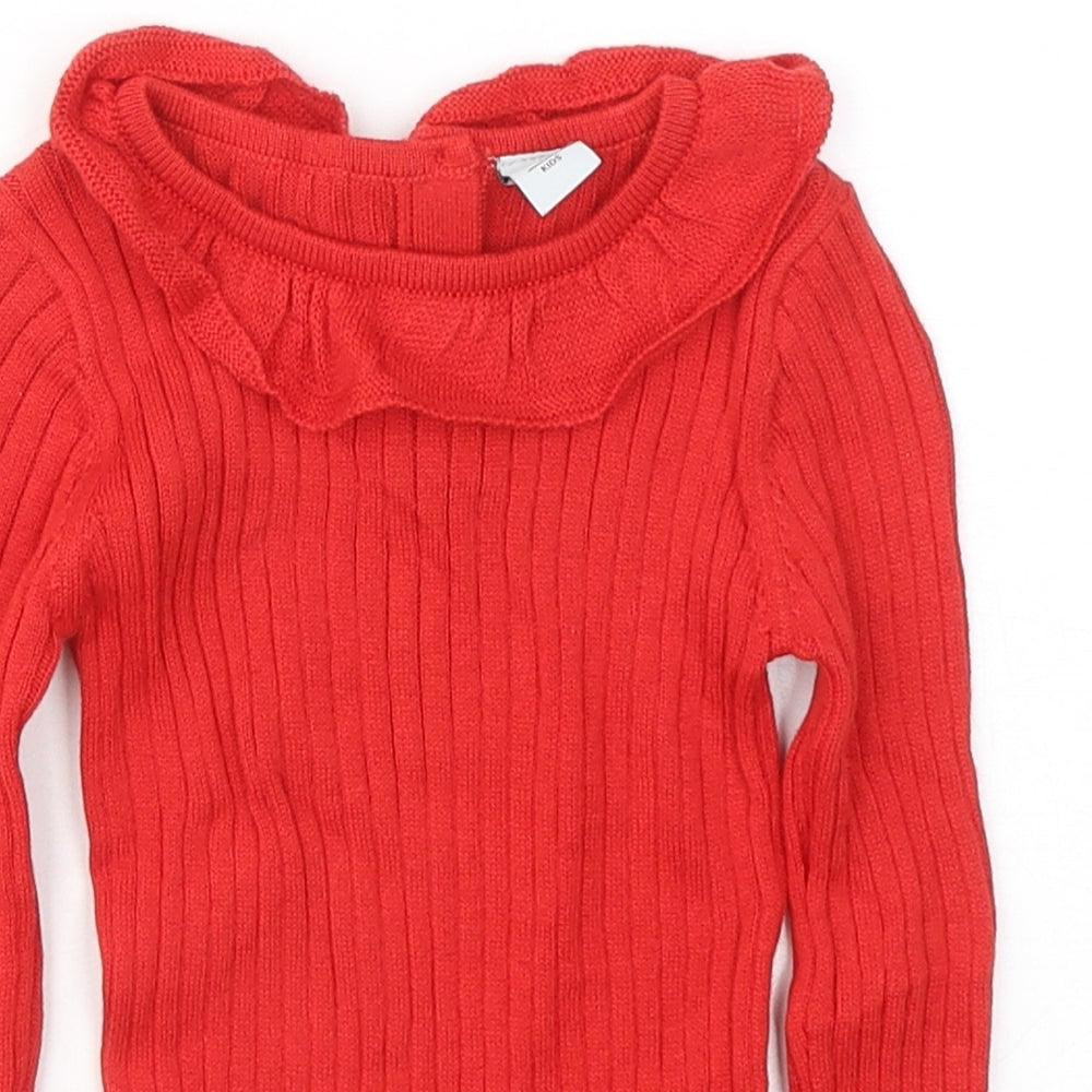 TU Girls Red Cotton Pullover Jumper Size 12-18 Months
