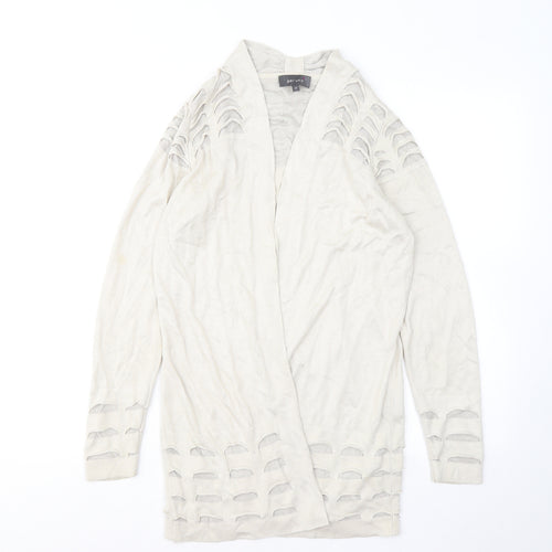 Marks and Spencer Womens Beige V-Neck Geometric Viscose Cardigan Jumper Size 8