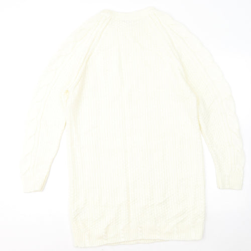TU Womens Yellow Round Neck Geometric Acrylic Pullover Jumper Size S